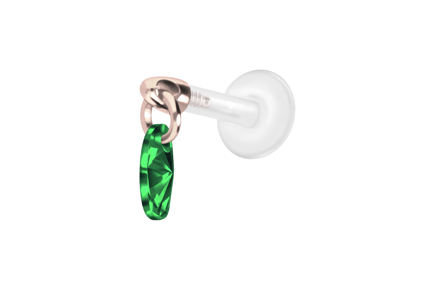 PTFE Labret Piercing mit Innengewinde + Titan-Aufsatz KRISTALLOVAL